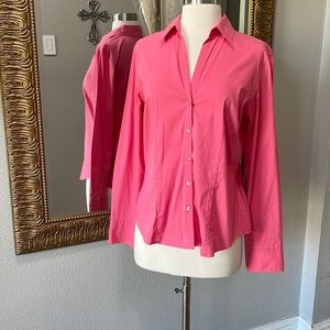 Ann Taylor Pink Button Down Fitted Shirt